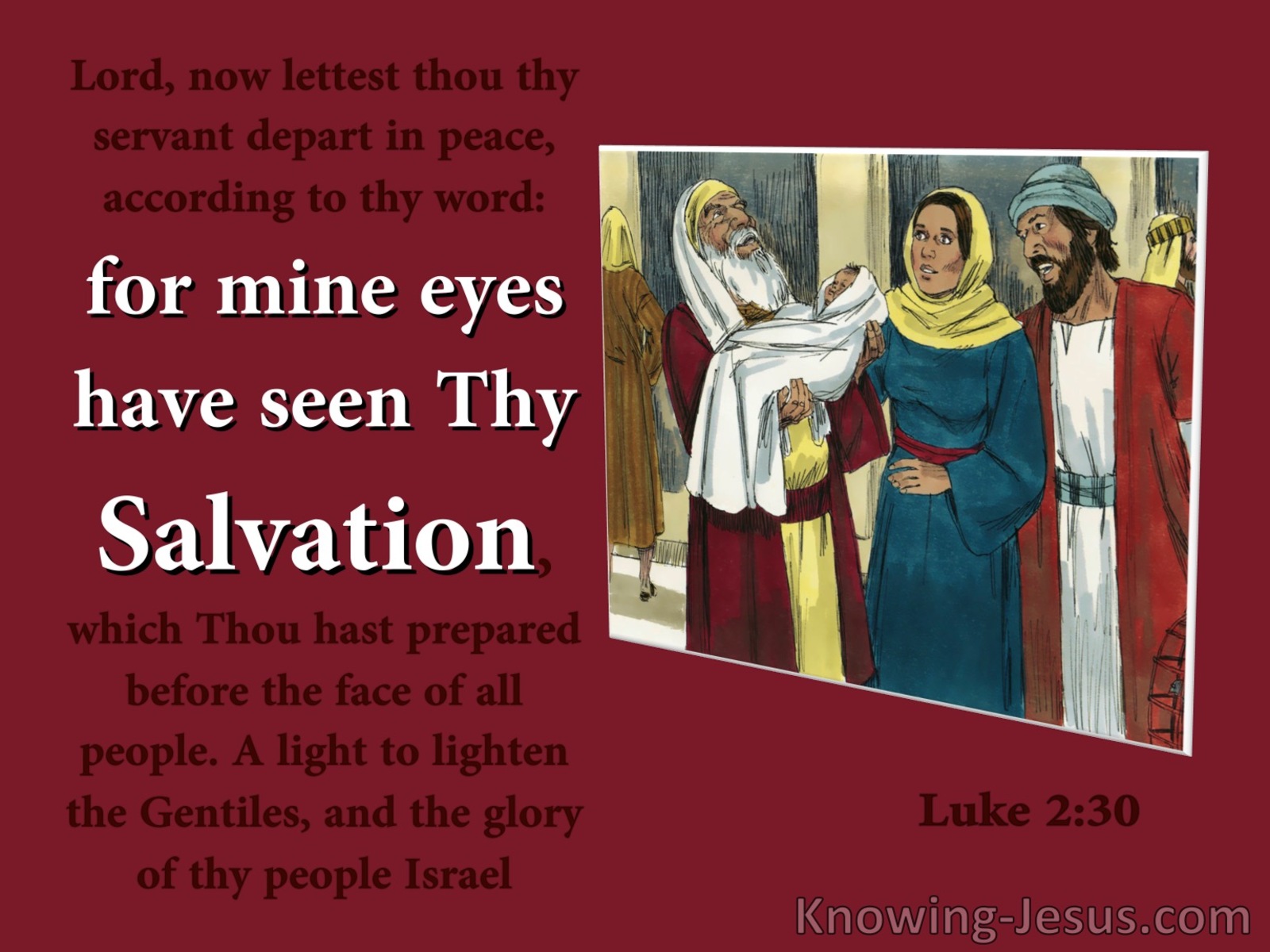 Luke 2:30 Mine Eyes Have Seen Your Salvation (red)
